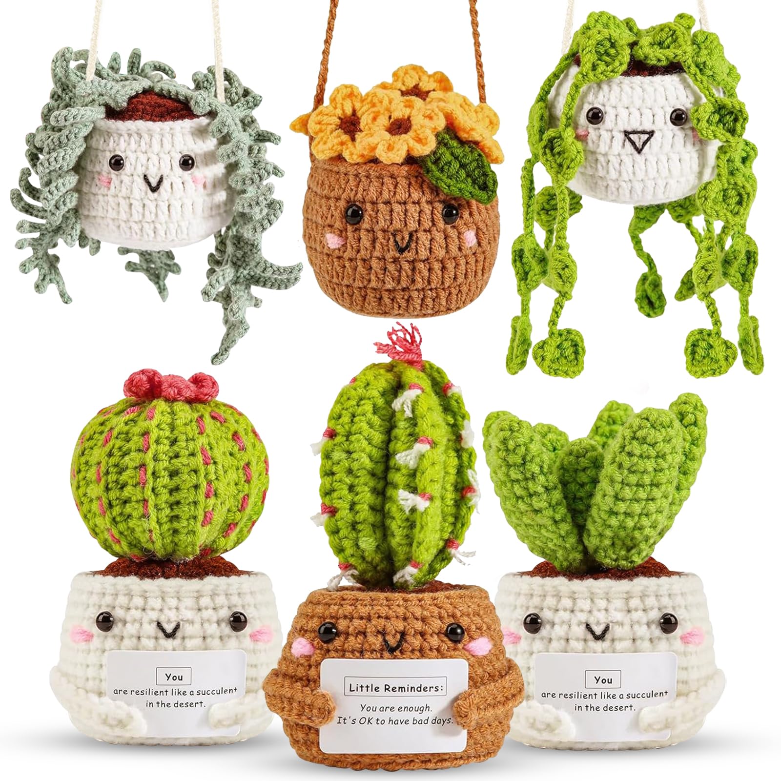 ASTNIC Crochet Kit for Beginners, 6Pcs Hanging Potted Plants Crochet Starter Kit, Crochet Yarn Set for Adults with Step-by-Step Video Instructions for Decorative Home DIY Gift Crafts