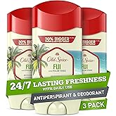 Old Spice Men's Antiperspirant & Deodorant, 24/7 Lasting Freshness, Advanced Sweat & Odor Protection with Skin Conditioners, Invisible Solid, Fiji with Palm Tree Scent, 3.4 oz (Pack of 3)