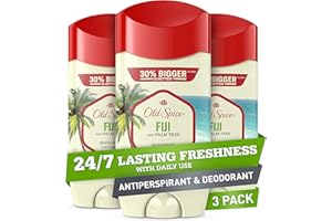 Old Spice Men's Antiperspirant & Deodorant, 24/7 Lasting Freshness, Advanced Sweat & Odor Protection with Skin Conditioners, Invisible Solid, Fiji with Palm Tree Scent, 3.4 oz (Pack of 3)