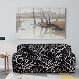 Teynewer 2-Seater Slipcover Elastic Fabric Printed Pattern Black view 2