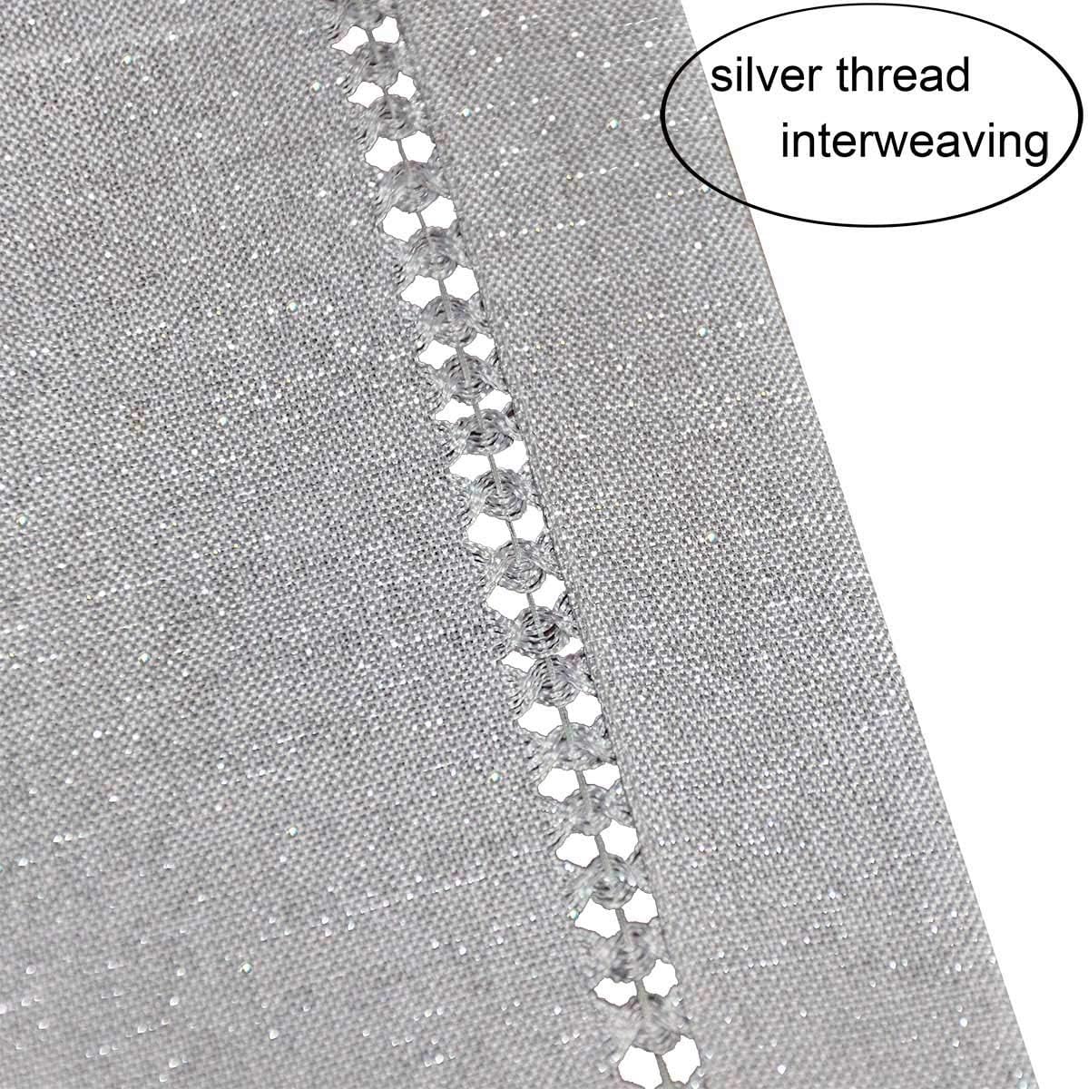 Grelucgo Small Short Hand Hemstitched Dining Table Runner Dresser Scarves, Sliver Thread Interweaving (Light Gray, 14 x 36 Table Runners): Home & Kitchen