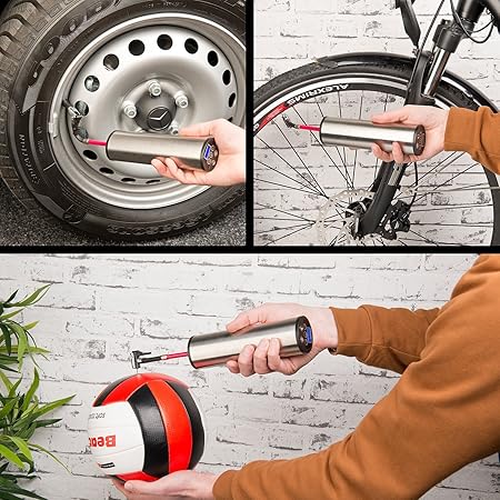 AGT Professional Akku Fahrradpumpe: Akku-Kompressor-Luftpumpe für Reifen, Bälle u.v.m, LCD, bis 150 psi (Akku Luftpumpe Autor
