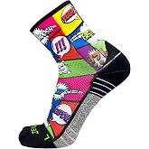 Zensah Limited Edition Running Socks - Fun and Crazy Mini Crew Compression Socks, Moisture Wicking and Anti Blister