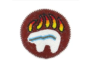 BUYBEADED Handmade Beaded Rosette Medallion Patch Applique Native American Style (Brown Bear-paw)