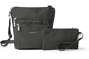 Baggallini Women's Pocket Crossbody Bags 8x8" Small Lightweight Durable Nylon Water-resistant Travel Purse w/ RFID Wristlet