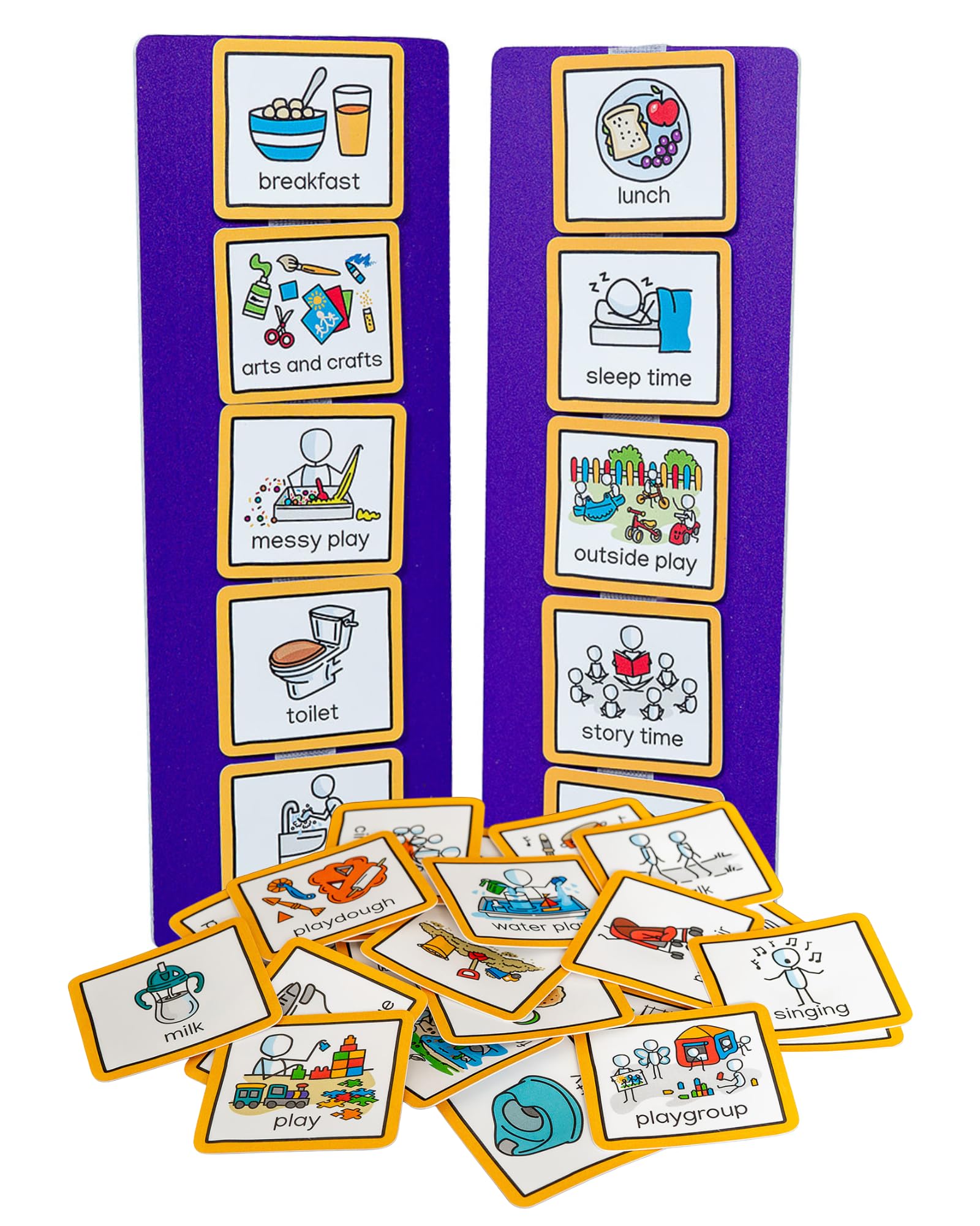 Visual Timetable for Nursery & Childminders (Standard) with 32 visual symbol pecs cards for use in a preschool for autism, adhd, speech and language delay, anxiety — image 1