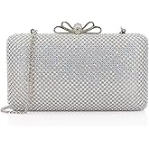 Dexmay Rhinestone Clutch Purse with Crystal Bow Clasp Evening Bag Wedding Party Dressy Handbag