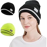 ProtectX High Visibility Safety Beanie, 360-Degree Reflective Comfortable Knit Beanie Headcover Hat, Warming Cap for Work
