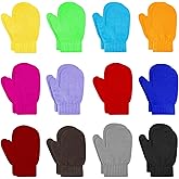 ONESING 12 Pairs Toddler Mittens Kids Knit Warm Mittens Children Solid Winter Gloves for Baby Girls Boys