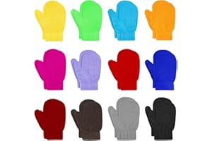 ONESING 12 Pairs Toddler Mittens Kids Knit Warm Mittens Children Solid Winter Gloves for Baby Girls Boys