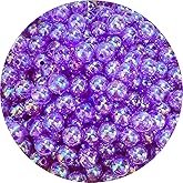 LIMAOLLY 1000pcs 6mm Acrylic Round Bubble Beads AB Colorful Plastic Loose Spacer Beads for DIY Craft Making Necklace Bracelet Earring Ornament(Purple AB)