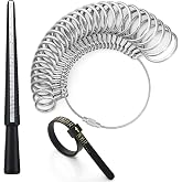 Bflaae Ring Sizer Measuring Tool Kit, Plastic Ring Mandrel, Reusable Finger Size Tape 1-17 USA Rings Size, 27 PCS Stainless Steel Measuring Ring Tool, US Ring Size 0-13 with Half Size