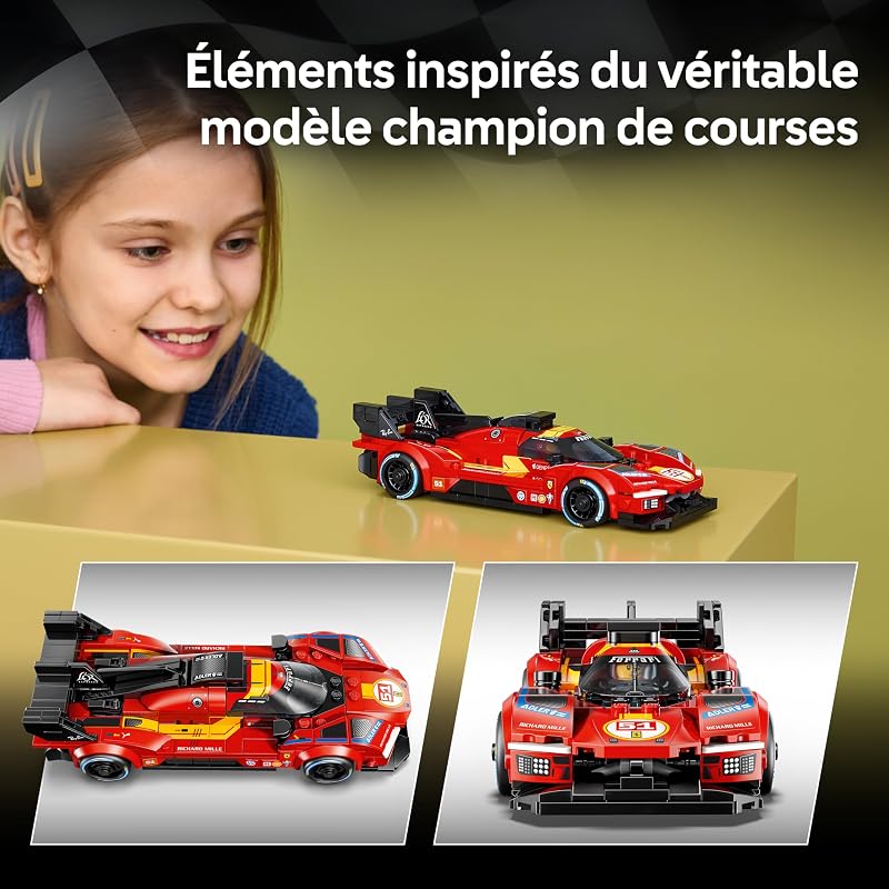 Speed Champions Ferrari 499P - Jouet Voiture de Course - Maquette STEM avec Minifigurine Collector de Pilote - Cadeau sur Le Thème du Sport Automobile pour Garçon dès 9 Ans ou Fan 77261 — photo 3 sur 8