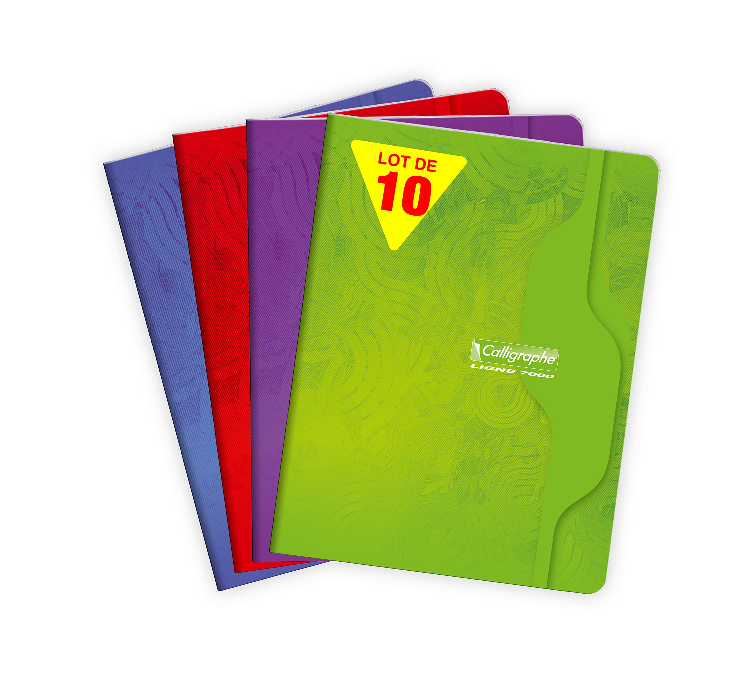 Calligraphe 7153C Set of 10 Stapled Notebooks (a Clairefontaine Brand) - 17x22 cm - 96 Small Squares Pages - 70 g White Paper - Offset Card Cover - Random Colours