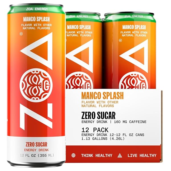 ZOA ZERO SUGAR ENERGY DRINKS, MANGO SPLASH –...
