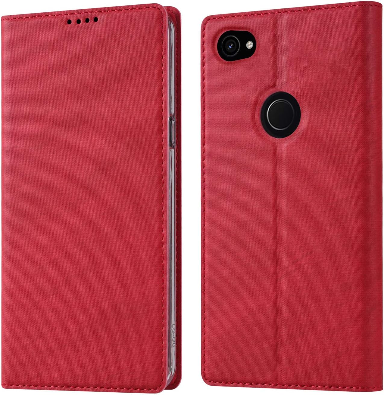 Pixel 4XL Case, HATA Google Pixel 4XL FILP Leather Wallet case with View Stand Card Slot Holders Magnetic Pixel 4XL Full Cover Hybrid case (Red, Pixel 4XL)