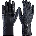 isotoner womens Spandex Touchscreen Cold Weather Gloves With Warm Fleece Lining and Chevron Details
