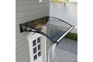 GGNEBAI Door Awning Window Canopy with Drainage,32x40 Inch Spliced Awning for Door Entrance,Porch,Patio,Deck,Polycarbonate Awnings for Doors,UV, Rain, Snow Protection