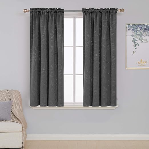 Amazon Com Deconovo Decorative Bamboo Leaf Blackout Curtains Rod