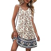 Zeagoo Womens Summer Dress 2025 Loose Sleeveless Tshirt Dress V Neck Mini Dress Beach Sundress with Pockets