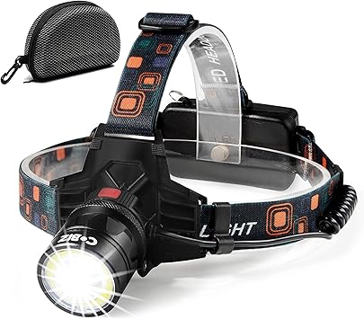 Cobiz Head Torch LED Rechargeable Waterproof Headlight with 3 Lights 4 Modes,