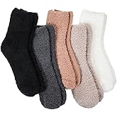 5 Pairs Fuzzy Socks for Women, Cozy Fuzzy Socks for Home Slipper, Microfiber Warm Sock for Sleeping Winter Christmas (Mixed Color)