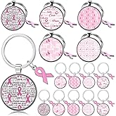 WinnerWhy Breast Cancer Awareness Keychains Bulk Pink Ribbon Breast Cancer Awareness Accessories for Women Party Supplies