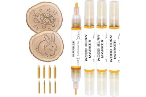 EIGTWEN 4 PCS Wood Burn Marker Pens, Wood Burning Pens - Ideal for Making Gifts & Handicrafts. Suitable for Beginners (Comes with 8 Nibs)
