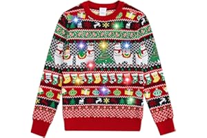 Funnycokid Kids Ugly Christmas Sweater Light Up Boys Girls Funny LED Knitted Pullover Size 7-14