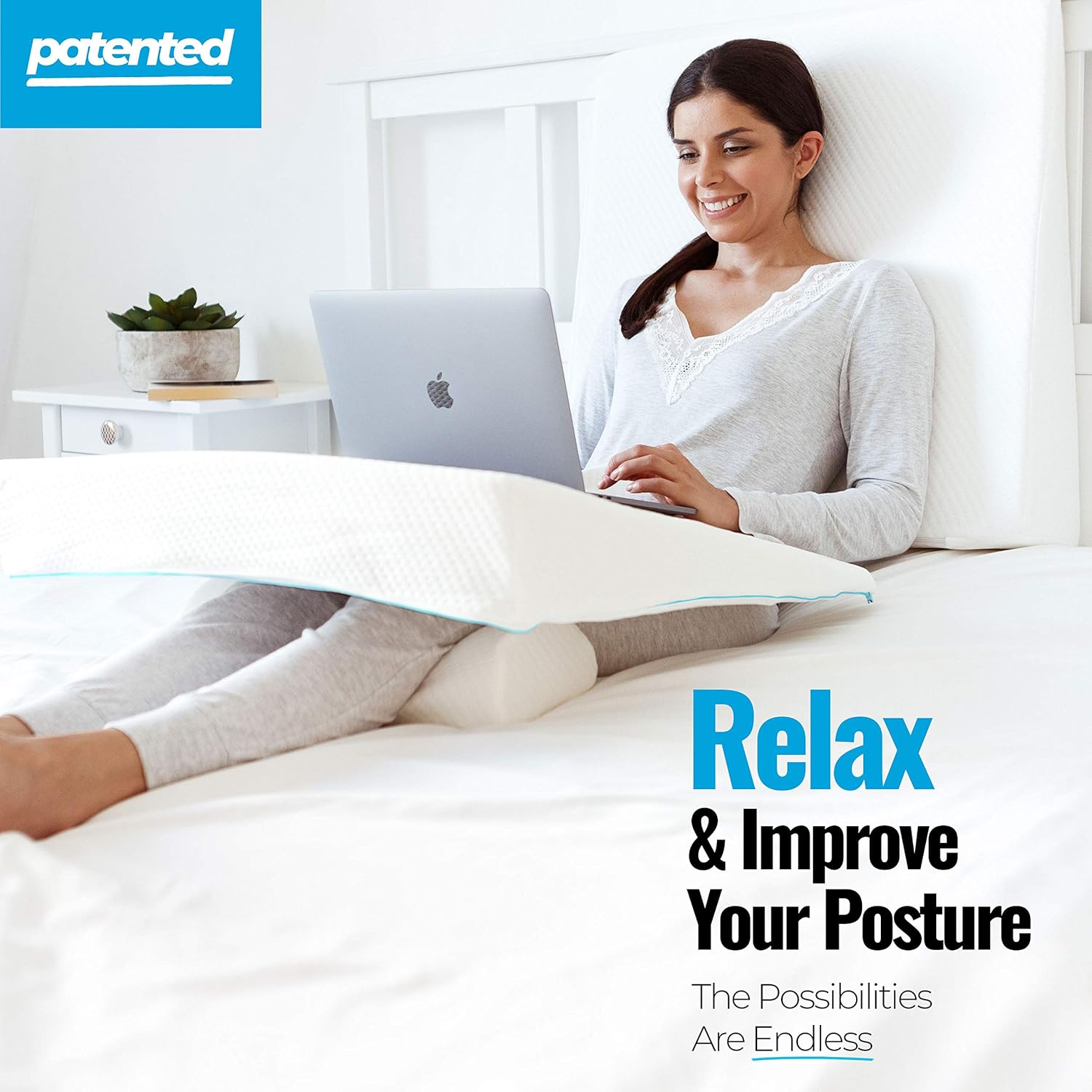 RELAX SUPPORT RS6 Wedge Pillow Whole Memory Foam 3-in-1 Technology Large Adjustable Bed Pillow for Reflux Reading Snoring Sleeping to Support Body Back Neck Legs Pregnancy: Home & Kitchen