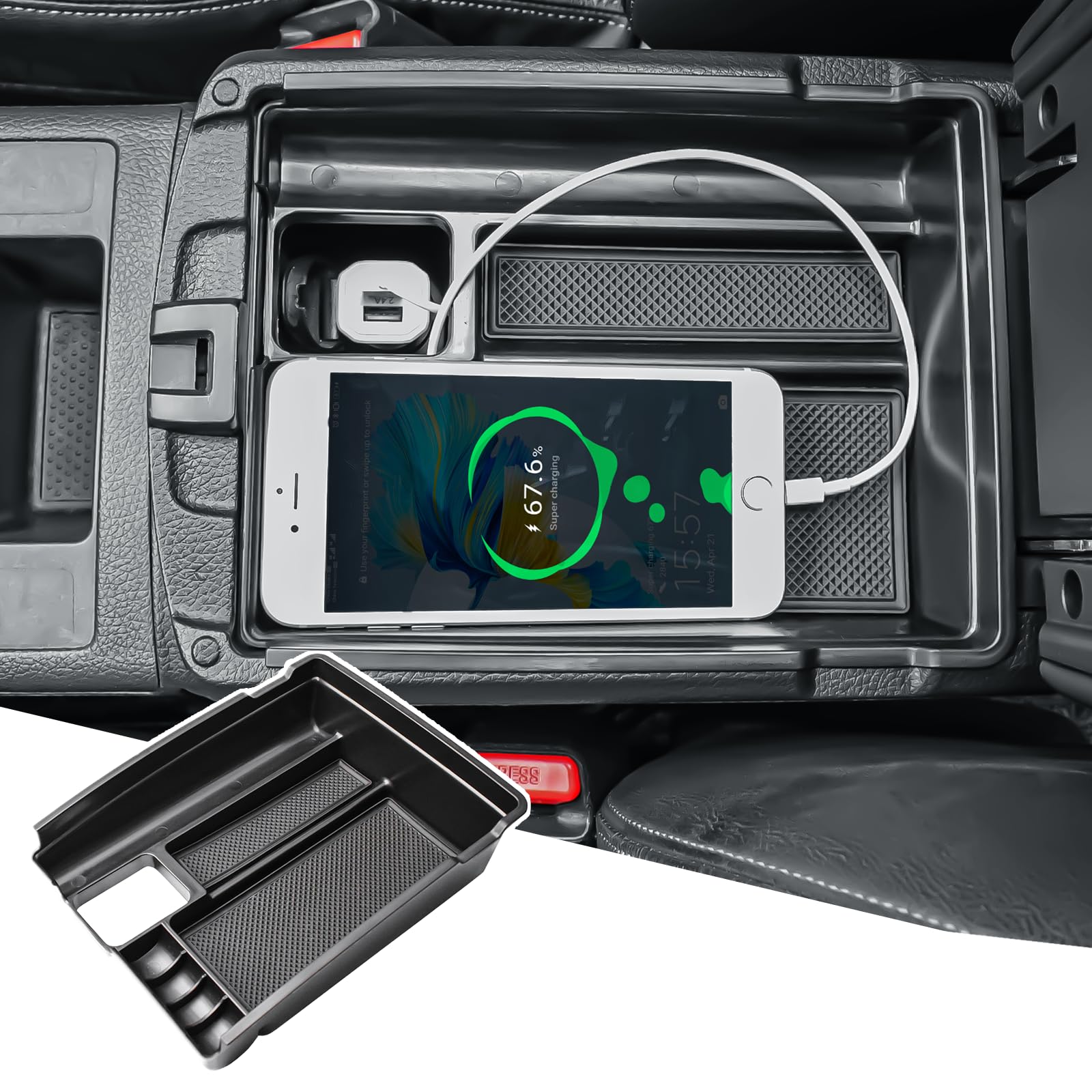 Photo 1 of X-TKER Center Console Organizer Compatible with Nissan 2014-2020 Rogue & 2017-2022 Rogue Sport & 2015-2024 Murano Accessories, Middle Console Storage Box Armrest Insert Tray Coin Holder, Black ABS