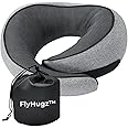 FlyHugz® Neck Travel Pillow | Memory Foam Neck Pillow for Comfort on Airplane | Compact and Ergonomic Design for Travel, Car Rides, and Home Use | Ideal for Adults and Kids