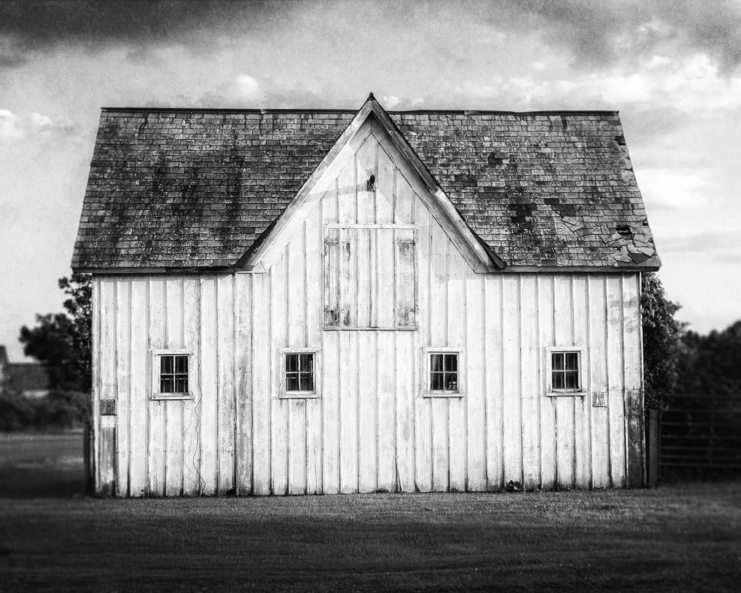 Photographs - LISA RUSSO FINE ART - Black and White Wall Art 5x7” Barn Landscape Print with 8x10” White Mat for Modern Farmhouse Decor - Rustic Country Farm Artwork - Not Framed