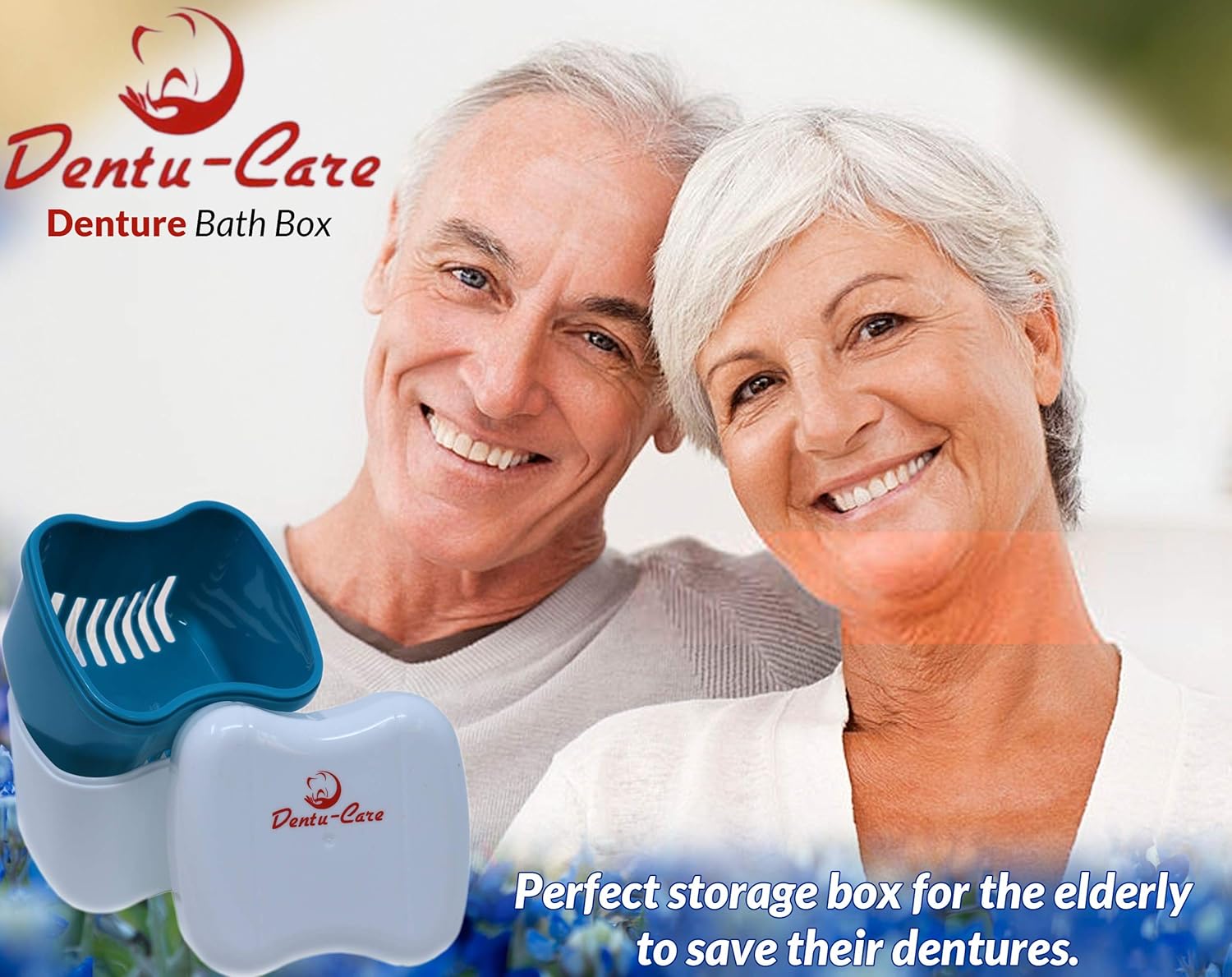 Dentu-Care Denture Case with 2 Denture Cleaning Brushes, Retainer Case with Lid and Draining Basket for Cleaning and Storing: Health & Personal Care