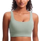 CRZ YOGA Butterluxe U Back Sports Bras | Light Support, Removable Pads, Yoga, Extremely Soft, Longline, Scoop Neck, Wide Straps, for Women