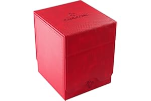 Gamegenic Squire Plus 100+ XL Convertible Deck Box - Holds 100 Double-Sleeved Cards! Premium Commander Card Case, Detachable Slide Card Case, Armorfyber Surface, Red Color, Made