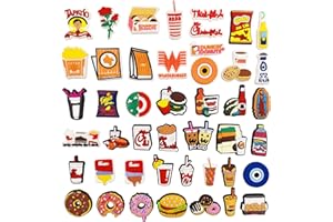 HYTYQDAFA 30 45 50pcs Shoe Charms for Crock Girl Pink Peace Love Fast Food Mexican Shoe Decoration Charms for Wristband Bracelets Sandals Decoration Accessories