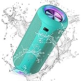 Ortizan Portable Bluetooth Speakers, IPX7 Waterproof Wireless Speaker with 24W Loud Stereo Sound, Outdoor Speaker with Bluetooth 5.3, Deep Bass, RGB Lights, Dual Pairing, 30H Playtime for Home, Party