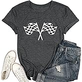 Start Your Engines Shirt for Women Racing Car Tshirts Vintage Checkerd Flag Graphic Tee Tops