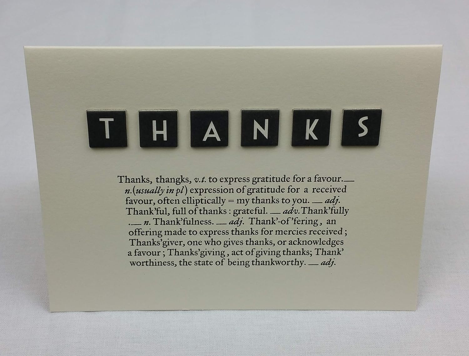 East of India Scrabble Dictionary tarjeta – color crema sobre con gracias: Amazon.es: Hogar