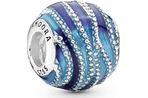Pandora Jewelry Blue Wave Charm - Original Charm for Pandora Charm Bracelets - Perfect Charm for Mom, Daughter, Sister & More - Sterling Silver and Enamel, No Box