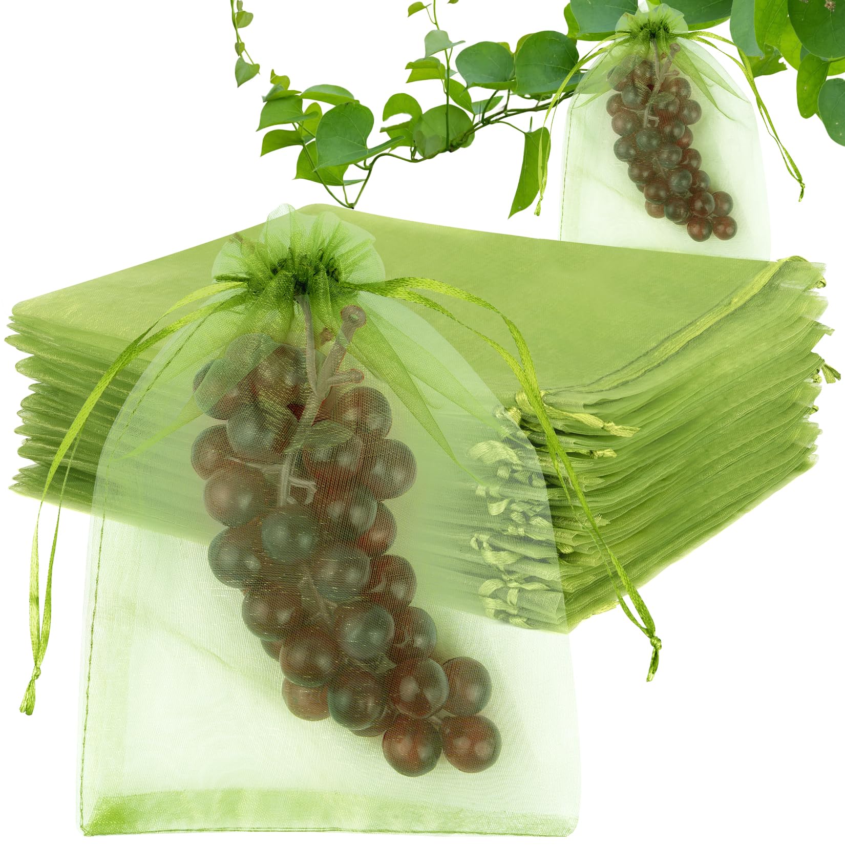 Photo 1 of ANZNKU 100pcs 8x12 Inch Fruit Protection Bags, Fruit Bags for Fruit Trees, Green Mesh Cover Bag Garden Netting Pest Barrier for Tomato Mango Vegetables