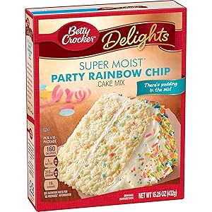 Betty Crocker Delights Super Moist Party Rainbow Chip Cake Mix 15.25 oz (Pack of 2)