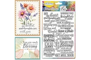 CHGCRAFT Sympathy Wishes Clear Stamp Silicone Clear Stamps Transparent Handicraft Stamps for DIY Scrapbooking Photo Album Decorative Cards Making, Word, 6.3x4.3inch