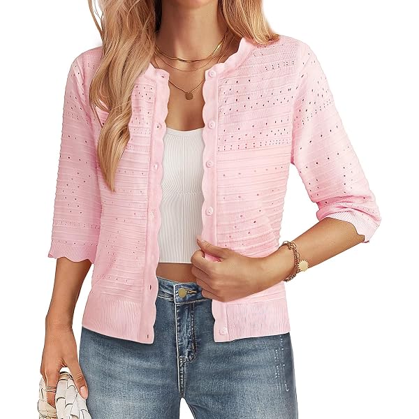 Cardigan Femme GRACE KARIN - Boléro Léger à Manches Courtes, Col V Et Poches, Parfait été