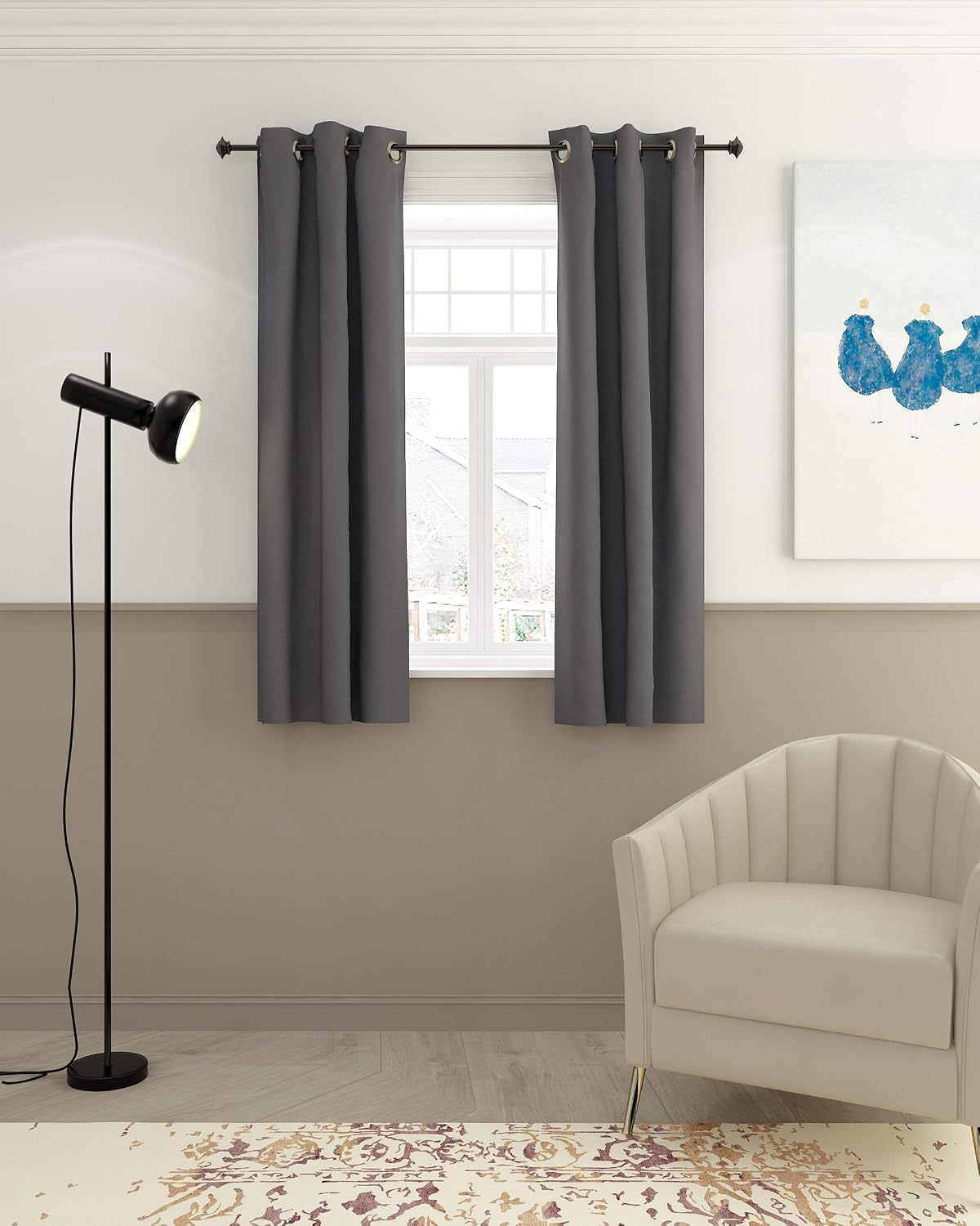 Furinno Collins Blackout Curtain 42x63 in. 1 Panel, Dark Grey, W 42" x L 63" (1 Panels) - Image 4