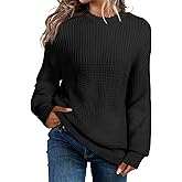 EVALESS Sweaters for Women Cute Lantern Sleeve Pullover Sweater Cable Knit Tops Fall Fashion Clothes Teacher Outfits