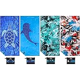 Yongoes 4 Pack Microfiber Lightweight Thin Beach Towel Sand Free Quick Dry Super Absorbent Large Towels for Swimming Pool Yoga Gym Travel Vacation Beach Accessories Essentials for Adults
