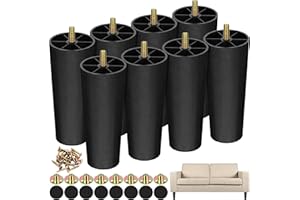 TURSTIN 8 Pack 6 Inch Plastic Furniture Legs with M8 T-Nuts Screws Tapered Sofa Couch and Chair Legs Replacement Furniture Legs for DIY Projects Sofas Coffee Tables Dressers Beds