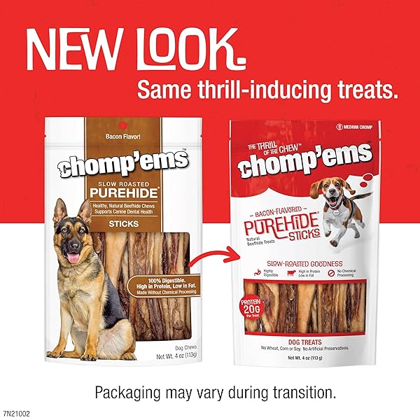 CHOMP ‘EMS PUREHIDE STICKS HEALTHY NATURAL RAWHIDE DOG CHEW, 4 OZ